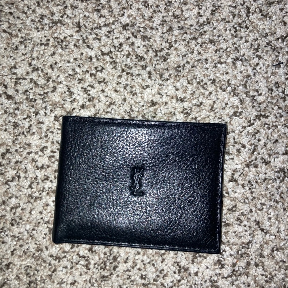 YSL Vtg Black Leather Passcase Billfold